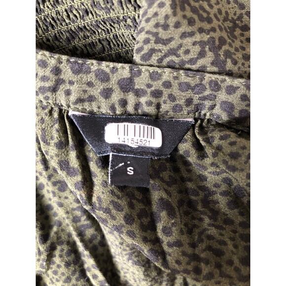 Rails Jasmine Dress Animal Print Long Sleeve Blouson Mini Olive Speckled Small - Picture 8 of 11